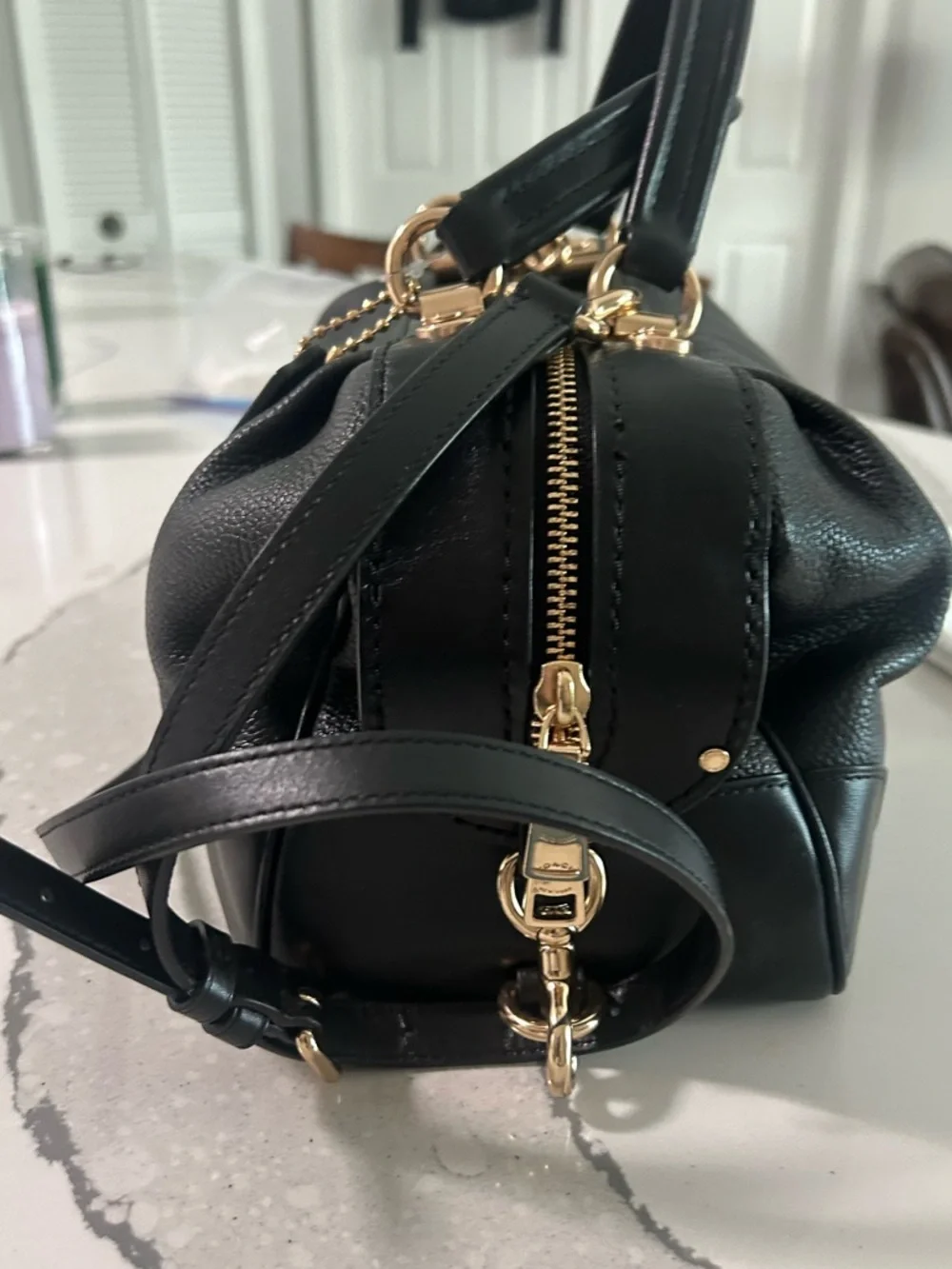 EUC Coach Lane Black Leather Satchel With Gold-Tone Hardware Dustbag Included - Picture 10 of 16